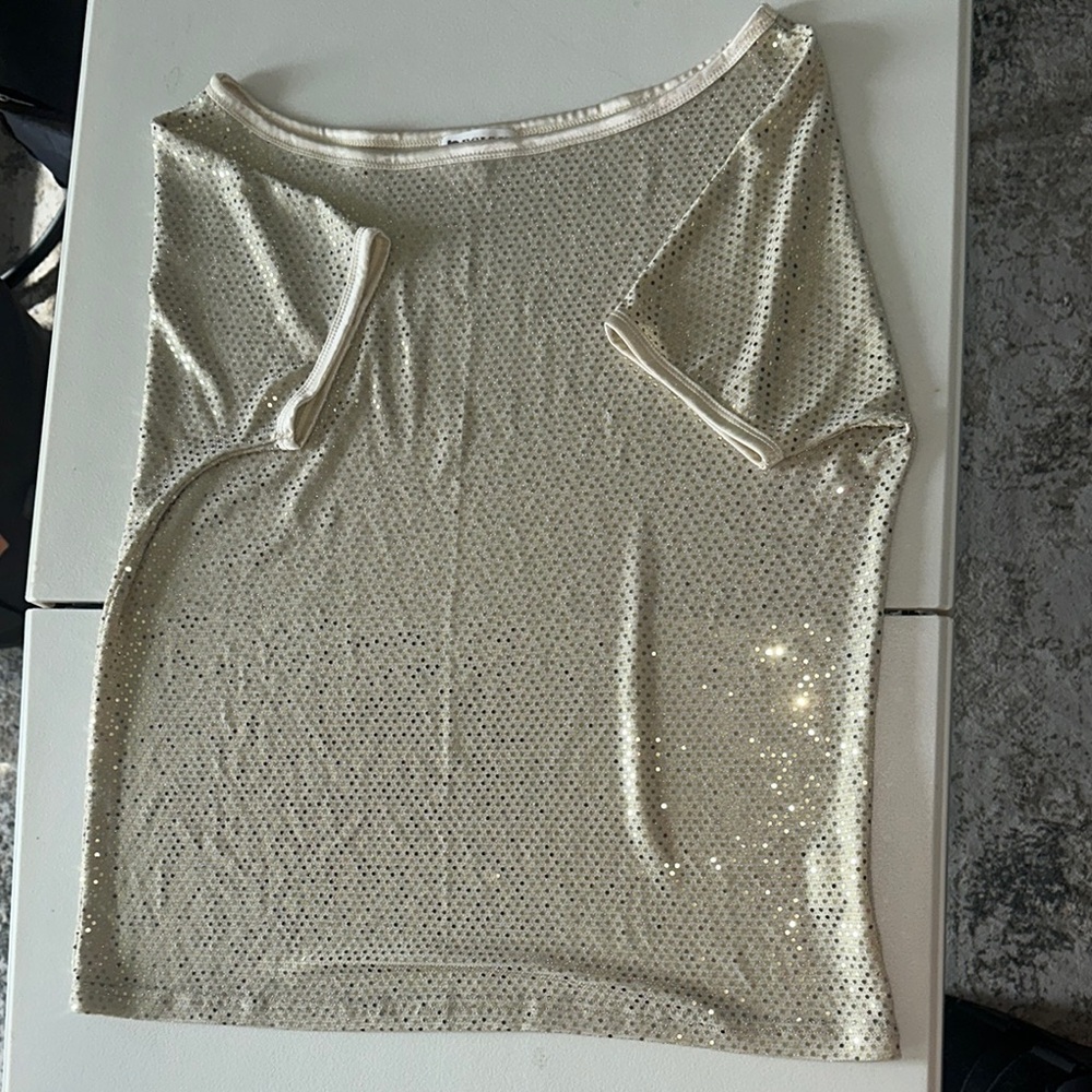 Pesion Sequin Embellished Cream Top